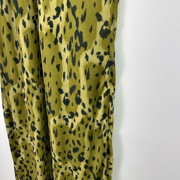 Paradise Plus NY Women’s Vintage Olive Green Cheetah Print Semi Sheer Short Slee - Picture 6 of 10